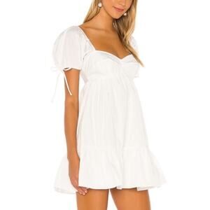 Amanda Uprichard Women’s Sicily Puff Short Sleeve White Mini Dress Size M